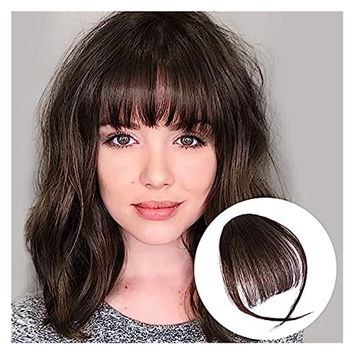 Pony Clip-in-Pony-Extensions, Wispy Bangs, Fransen-Haarteile for Frauen, Clip-on-Air-Bangs, flache, ordentliche Pony-Haarverlängerung for den täglichen Gebrauch Pony Haarspange (Color : Dark Brown)