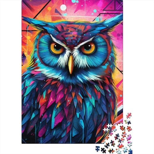 1000 Teile für Erwachsene, schwierige Puzzles, Fantasy Art Owl, Holzpuzzles für Teenager, Geschenke, einzigartige Geburtstags (75x50cm)