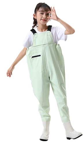 Outdoor Angeln Jagd Kinder Wader Hosen Wathose Kinder Wasserdicht Mit Stiefel Atmungsaktive PVC-Wathose Mit Stiefeln Im Elastischen Taillendesign Für Teenager Von 2 Bis 15 Jahren E,24