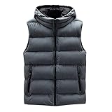 BANLUX Daunenweste Für Herren - Mode Winter Weste Daunenweste Männer Lässige Weste Ärmellose Jacken Plus Size L-7Xl Herren Kapuzenweste Dicke Warme Männerkleidung, Dunkelgrau, 5XL