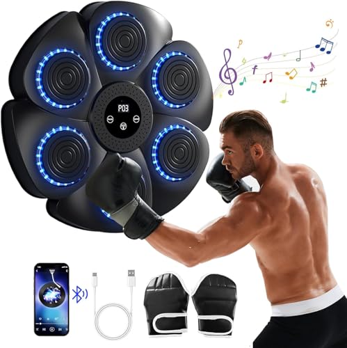 Asslye Music Boxing Machine, Intelligente Bluetooth Boxmaschine Zur Wandmontage mit Boxhandschuhen, Boxen Training Zuhause für Erwachsene Kinder