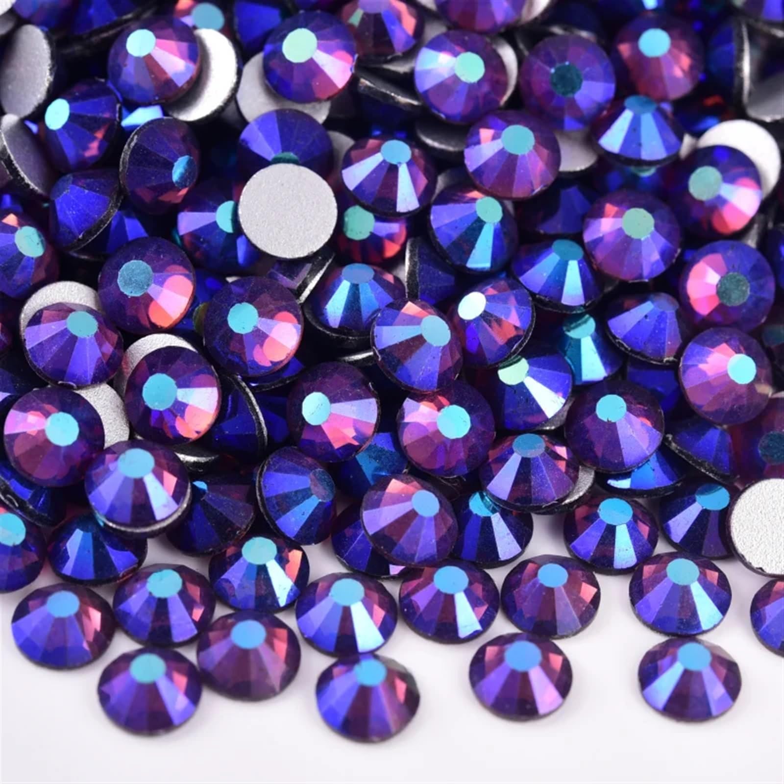 Bulk Flatback Strasssteine, Kristall Hotfix, 1440 Stück Hotfix-Strasssteine, Nicht-Hotfix-Strasssteine, Glitzer-Strasssteine, Kristall-Strass-Diamant-Nagel-Charms, Nagelkunst-Dekorationen(Dk.amethyst