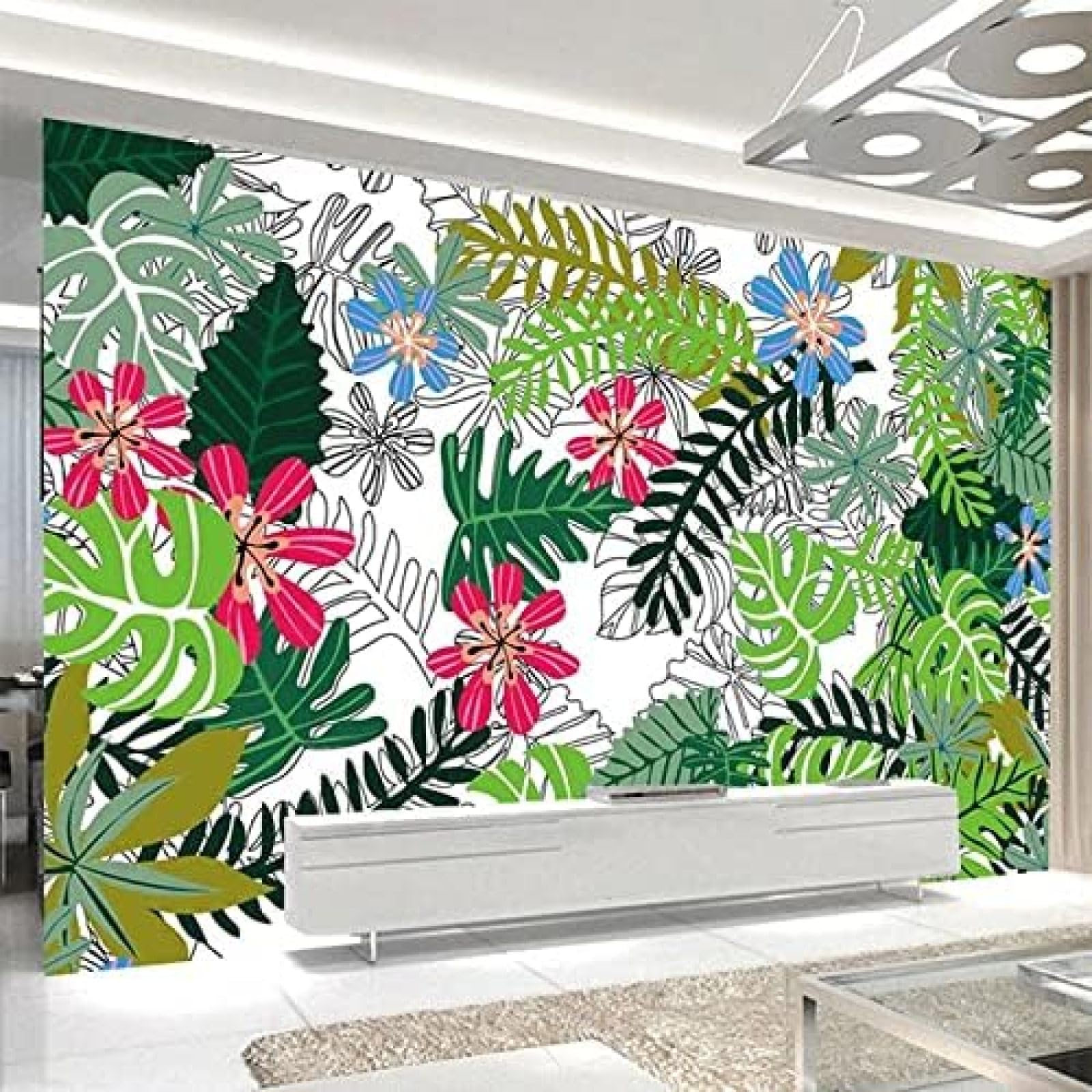 XLMING Botanical Leaf Wandkunst 3D Tapete Wohnzimmer Sofa Schlafzimmer Esszimmer Home Dekoration Wand-400cm×280cm