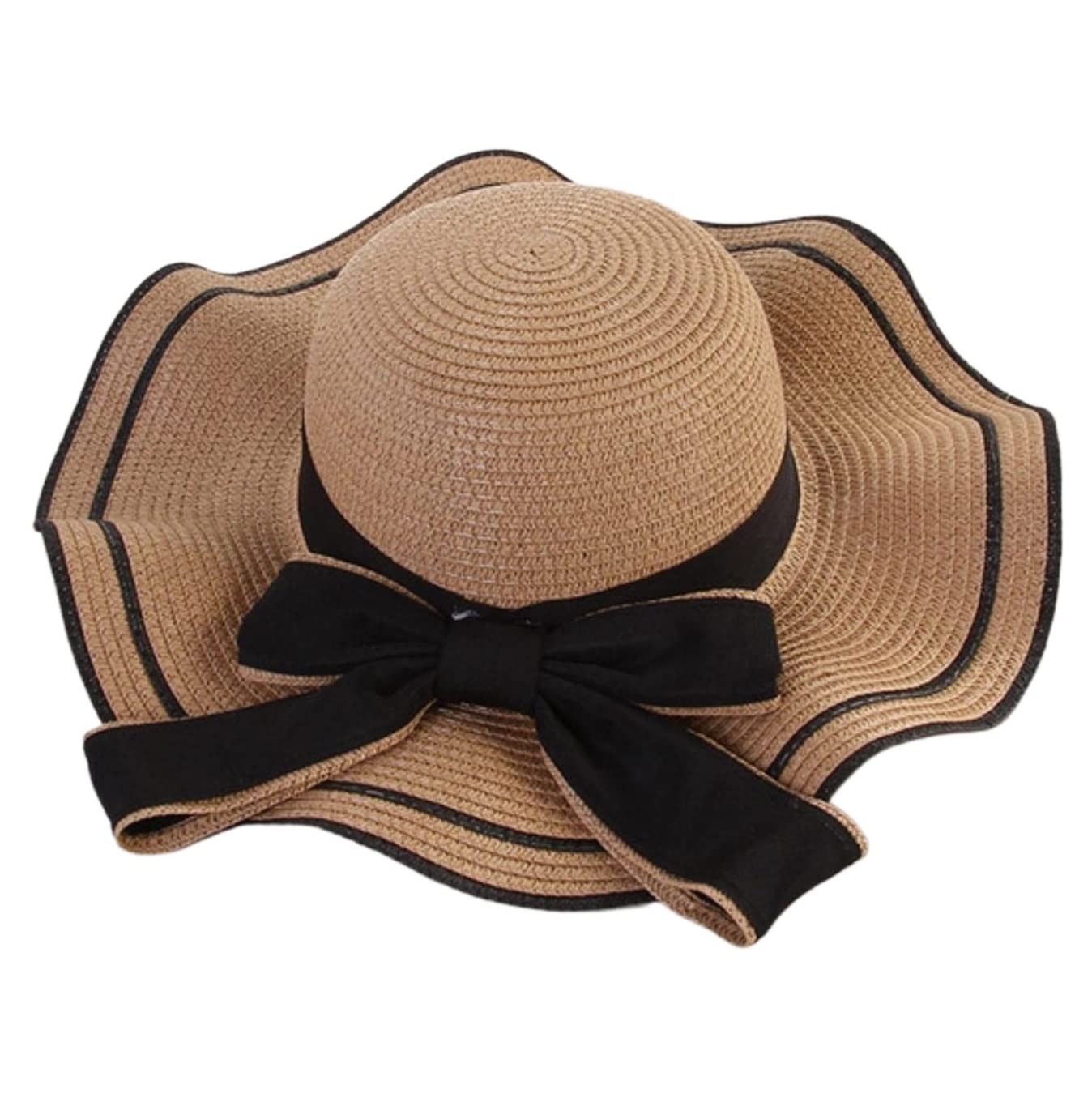 YIHANSS Sonnenhut Strandhut Sommer Damen Strandhut Breite Seite Weiblicher Hut Dame Bowknot Stroh Sonnenhut Geschenk Strohhut Hüte