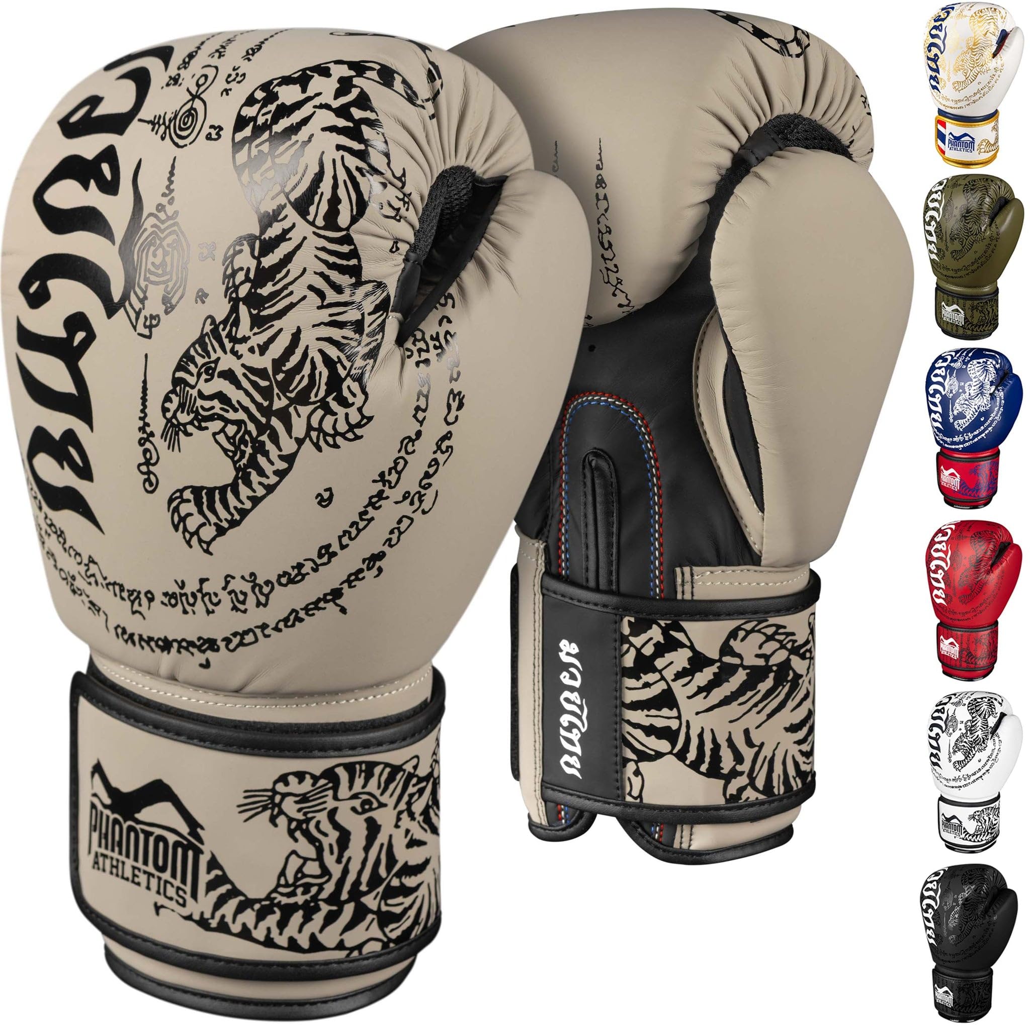 Phantom Athletics Boxhandschuhe Männer - Muay Thai | MMA und Kickbox | 10-16oz Boxing Gloves für Kampfsport | Box Handschuhe Herren, Damen und Kinder (Muay Thai - Sand, 12 Oz)