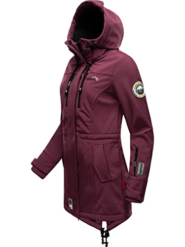 MARIKOO Damen Softshelljacke Parka Übergangsjacke Regenjacke Jacke mit Kapuze Zimtzicke Wine Gr. XS