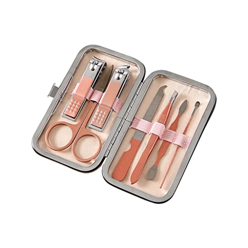 BONAD Zehennagelknipser 7-teilige Nagel-Clipper Set tragbarer Nagelsatz Persönliche Pflegepediküre-Set Edelstahl-Schönheits-Set (Roségold/Schwarz) Nagelknipser-Set (Color : B-7 Piece Set)