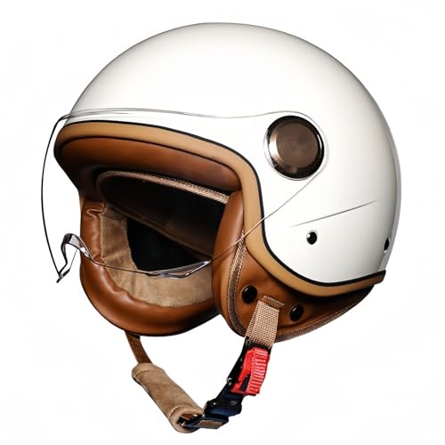 3/4 Offener Motorradhelm Schutzbrille Komfortfutter Ohrenschützer ECE-Zertifizierung Sturzhelm Roller Fahrrad Chopper Helm Erwachsene Männer A,S56-57CM