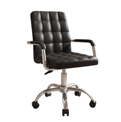 Bürostuhl Ergonomischer Weicher, gemütlicher Schreibtischstuhl aus PU-Leder mit Rollen und Armlehne, drehbarer, verstellbarer Home-Office-Schreibtischstuhl mit mittlerer Rückenlehne for Wohnzimmer, Sc