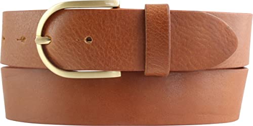 BELTINGER Damen-Gürtel aus Vollrindleder 4 cm | Jeans-Gürtel für Damen 40mm | Vollleder-Gürtel mit goldener Gürtelschließe | Tabac 80cm