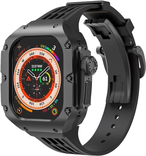 NEYENS 49 mm Titanlegierung, Uhrengehäuse, Gummiband, für Apple Watch Ultra 2 Serie, Ersatzteil, Sportarmbänder, Uhrengehäuse, Metallkrone, Mod-Kit, Zubehör, 49 mm, Achat