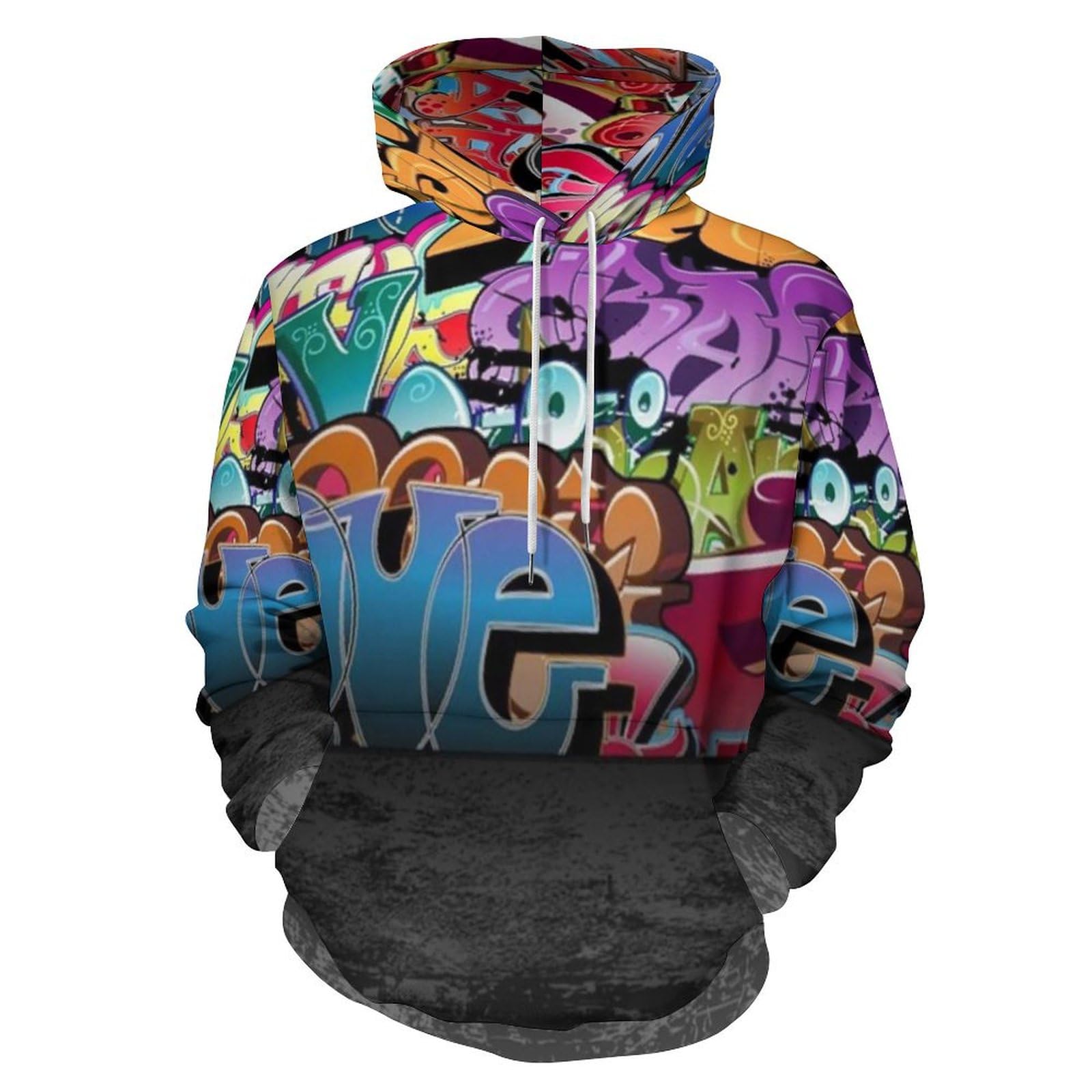 HABXNJF Kapuzenpullover Graffiti Hip Hop Hoodie Mode Hoodie mit Tasche für Herren Damen, Graffiti Hip Hop, XL