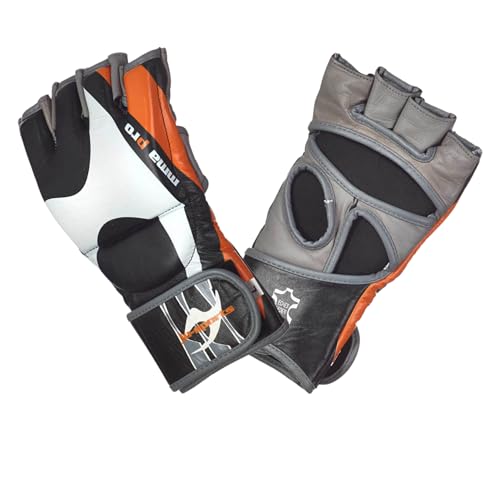 Ju-Sports Freefight MMA Handschuhe Pro - Leder I Optimal Für Wettkämpfe I Mit offenen Griffflächen & freiem Daumen I Für Damen, Herren & Jugendliche I Größe XL