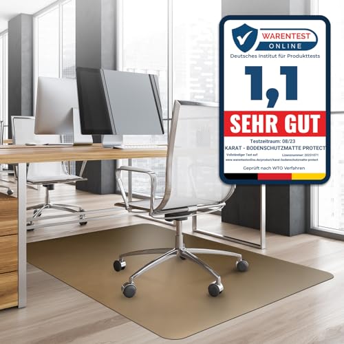 Office Marshal® Bodenschutzmatte in Trendfarben | 75 x 120 cm für Hartböden | ohne schädliche Weichmacher und PVC | Größe und viele Farben zur Auswahl (Perlgold, 114 x 150 cm)