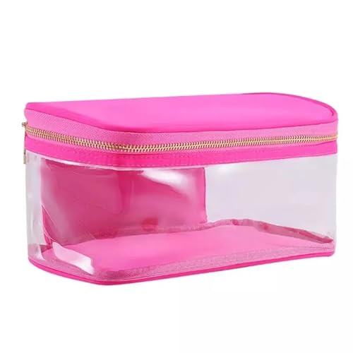 Transparenter Kulturbeutel 8 Farben Modische Damen-Make-up-Tasche aus PVC, wasserdicht, Nylon, Kulturbeutel, Reisetasche, transparente Kosmetiktasche, klassische transparente Tasche mit offener Oberse