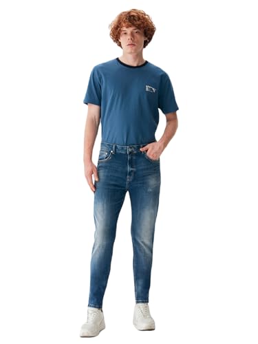 LTB Jeans Herren Jeans Reeves Schlank aus Baumwollmischung Tapered Denim mit Mittlere Taille in Mittel Blau