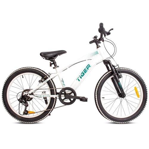 sun baby Jungenfahrrad 20 Zoll Radgröße Kinderfahrrad Tiger Bike Jungen, zur Auswahl 6 Gang Shimano, von 6 bis 10 Jahre verstellbare (Weiß Grün)