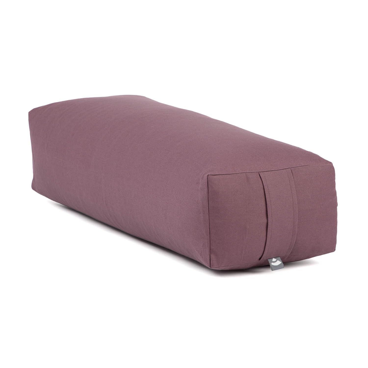 bodhi Yoga Salamba Bolster Eco | Waschbarer Bezug aus 100% Bio-Baumwolle | Yogarolle eckig mit Bio Dinkelfüllung | Yogakissen groß für Restoratives Yoga | Maße: 63,5 x 26,5 x 20,5 cm (dusty purple)