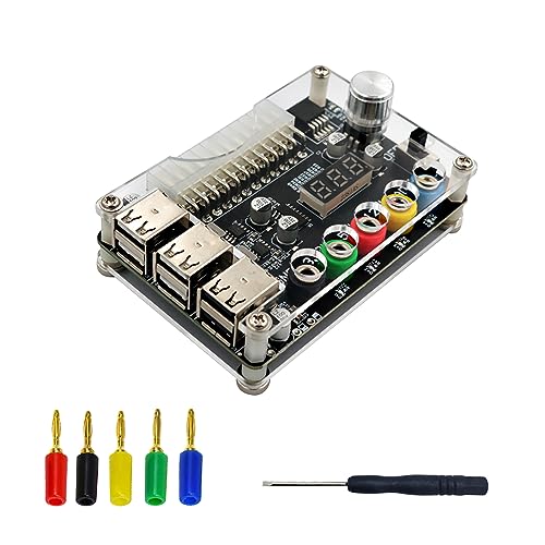 ADJ Einstellbarer Spannungsknopf ATX24P 6USB-Netzteilplatine und Acrylgehäuse-Kit unterstützt 3,3 V 5 V 12 V ATX24 Netzteilplatine Acrylgehäuse-Kit Einstellbarer Spannungsknopf unterstützt 3,3 V