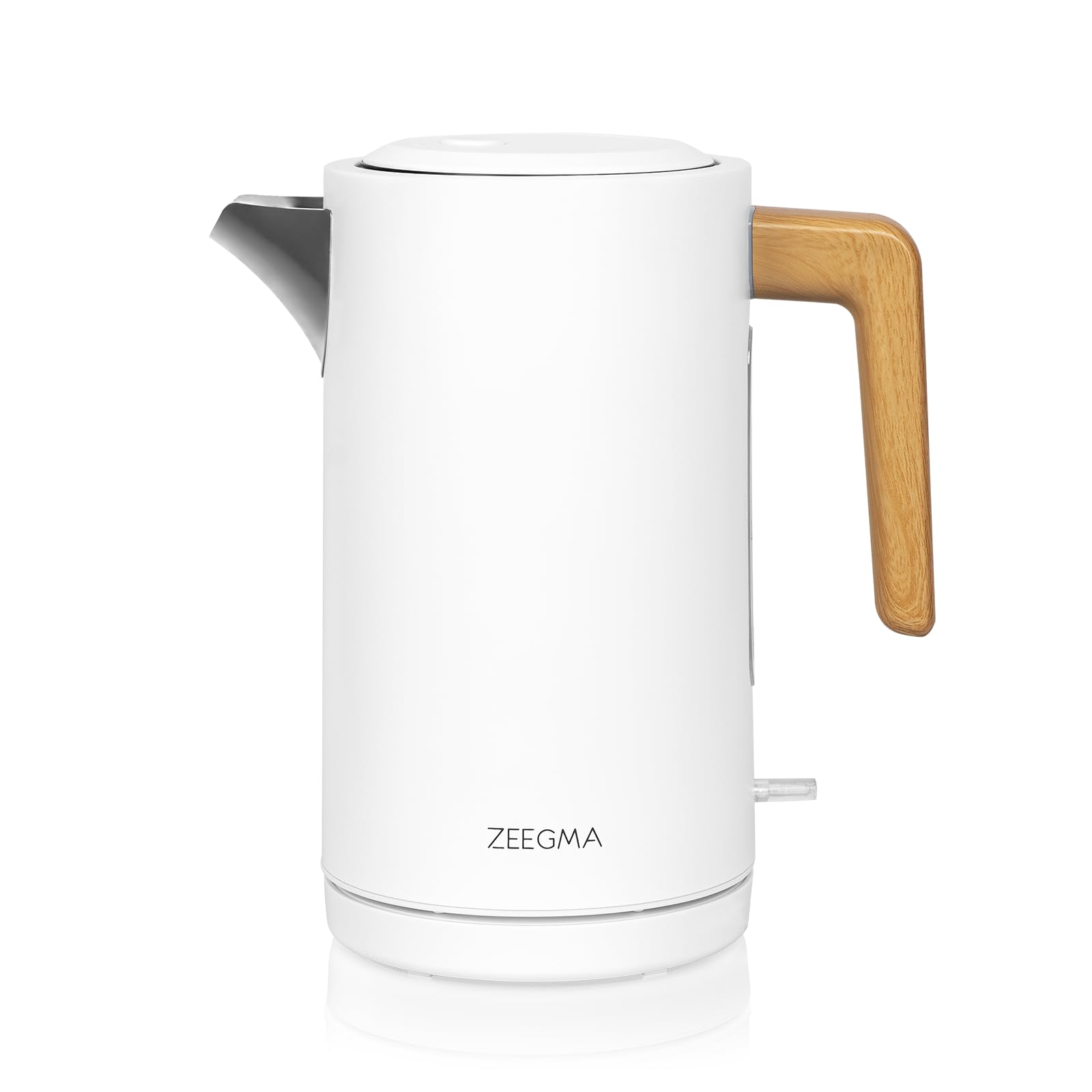 ZEEGMA KETLEE 1,7 L Kabelloser elektrischer Wasserkocher für Tee und Kaffee, 2200 Watt, Wasserstandsanzeige, automatische Abschaltung, Edelstahl, Modernes elegantes Design