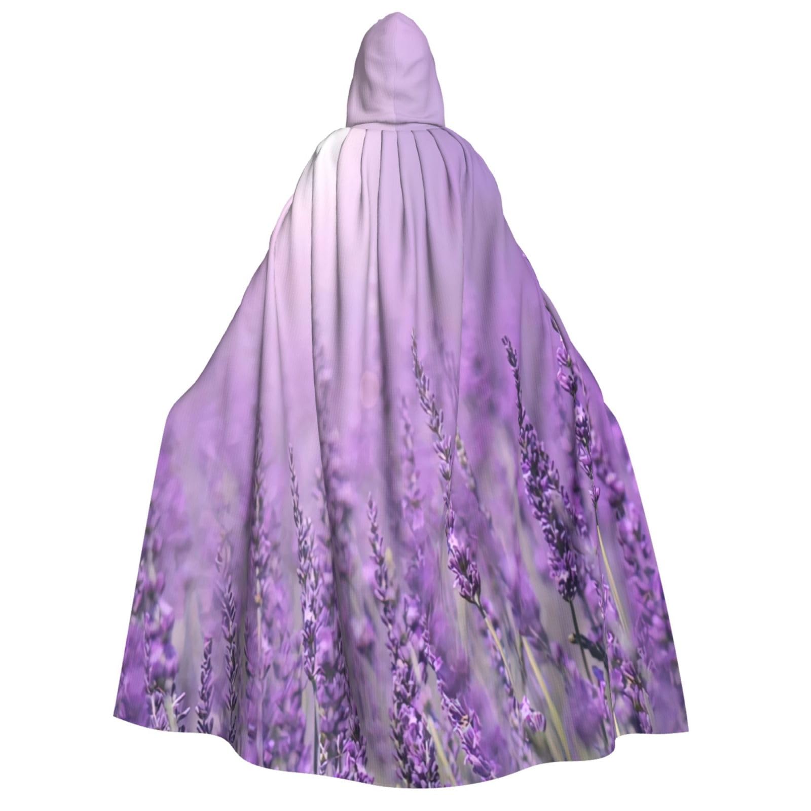 WURTON Umhang mit Kapuze für Damen und Herren, romantischer violetter Lavendel-Druck, Halloween, Karneval, Cosplay, Mottopartys