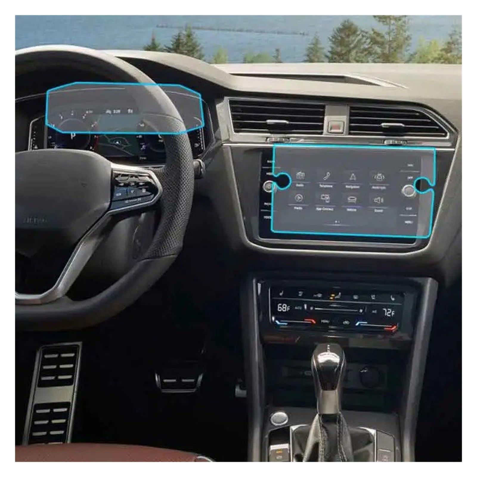 Für Tiguan 2021 2022 Auto Navigation Gehärtetem Glas LCD Screen Schutz Film Aufkleber Dashboard Innen Zubehör Navigation Schutzfolie Navigations-Displayschutz(GPS Dash Board)