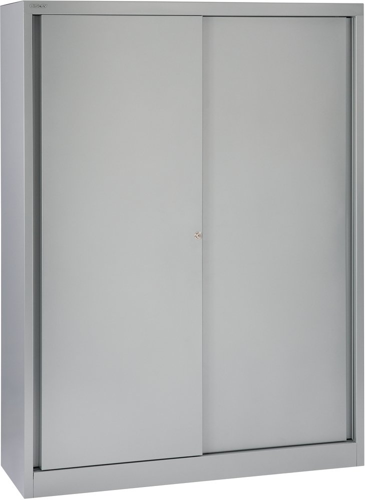 BISLEY Schiebetürenschrank ECO, 3 Fachböden, 4 OH, Metall, 355 Silber, 43 x 120 x 163.7 cm