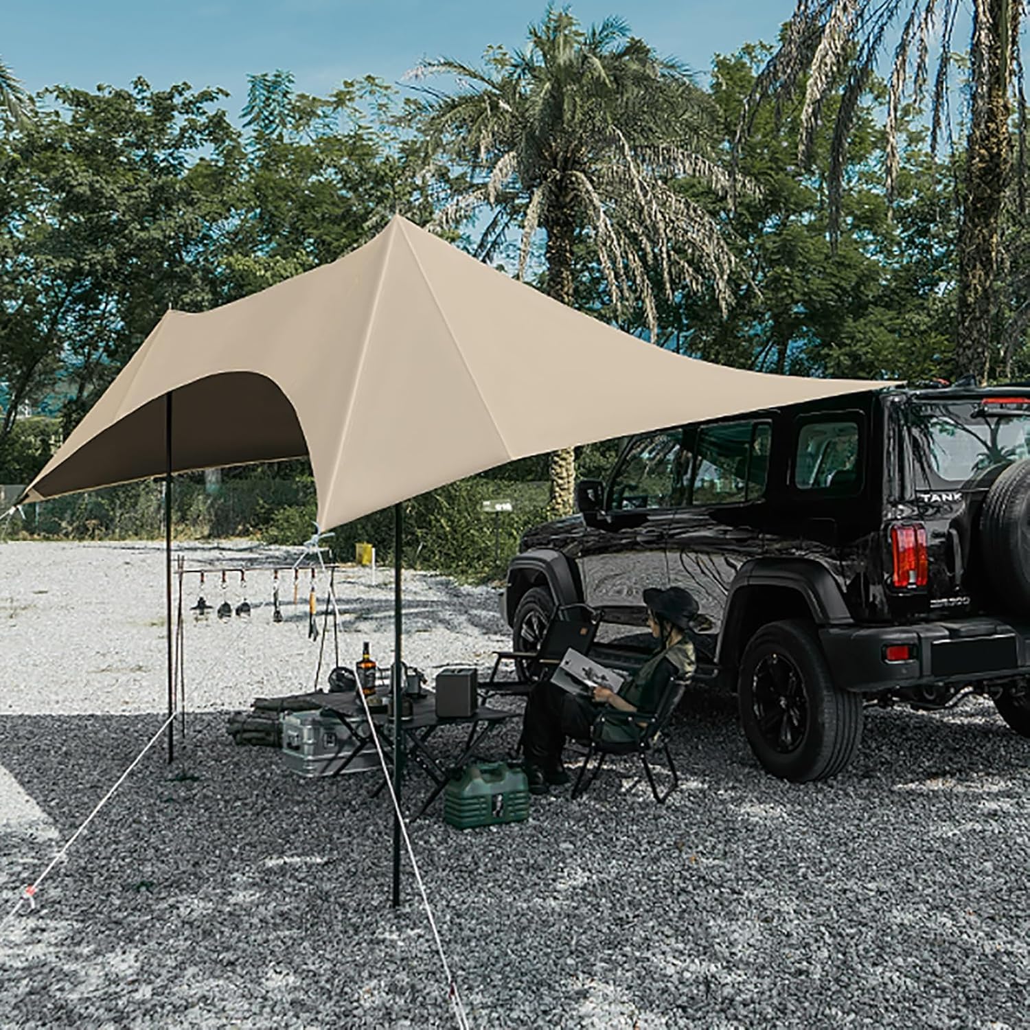 Fahrzeugmarkise, Autoseitenmarkise, multifunktionales wasserdichtes Autozelt mit Tragetasche, Leichter Campingunterstand