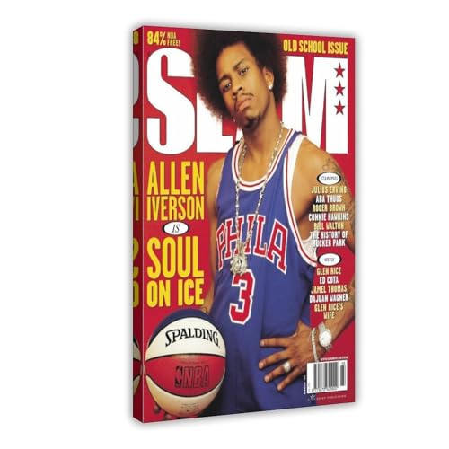 biegzc Slam – Allen Iverson-Poster Voor Kamer auf Leinwand, Wandkunst, Dekordruck, Gemälde für Wohnzimmer, Schlafzimmer, Dekoration, 60 x 90 cm