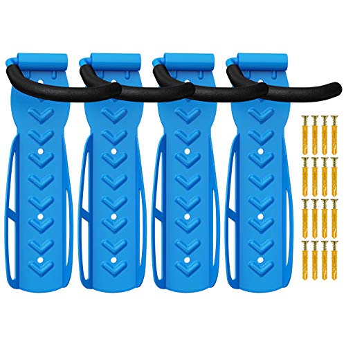 4 x WELLGRO Wand Fahrradhalter - Stahl Fahrrad Wandhalterung - Fahrrad Haken - Fahrradständer - Ständer - Farbe wählbar, Farbe:Blau