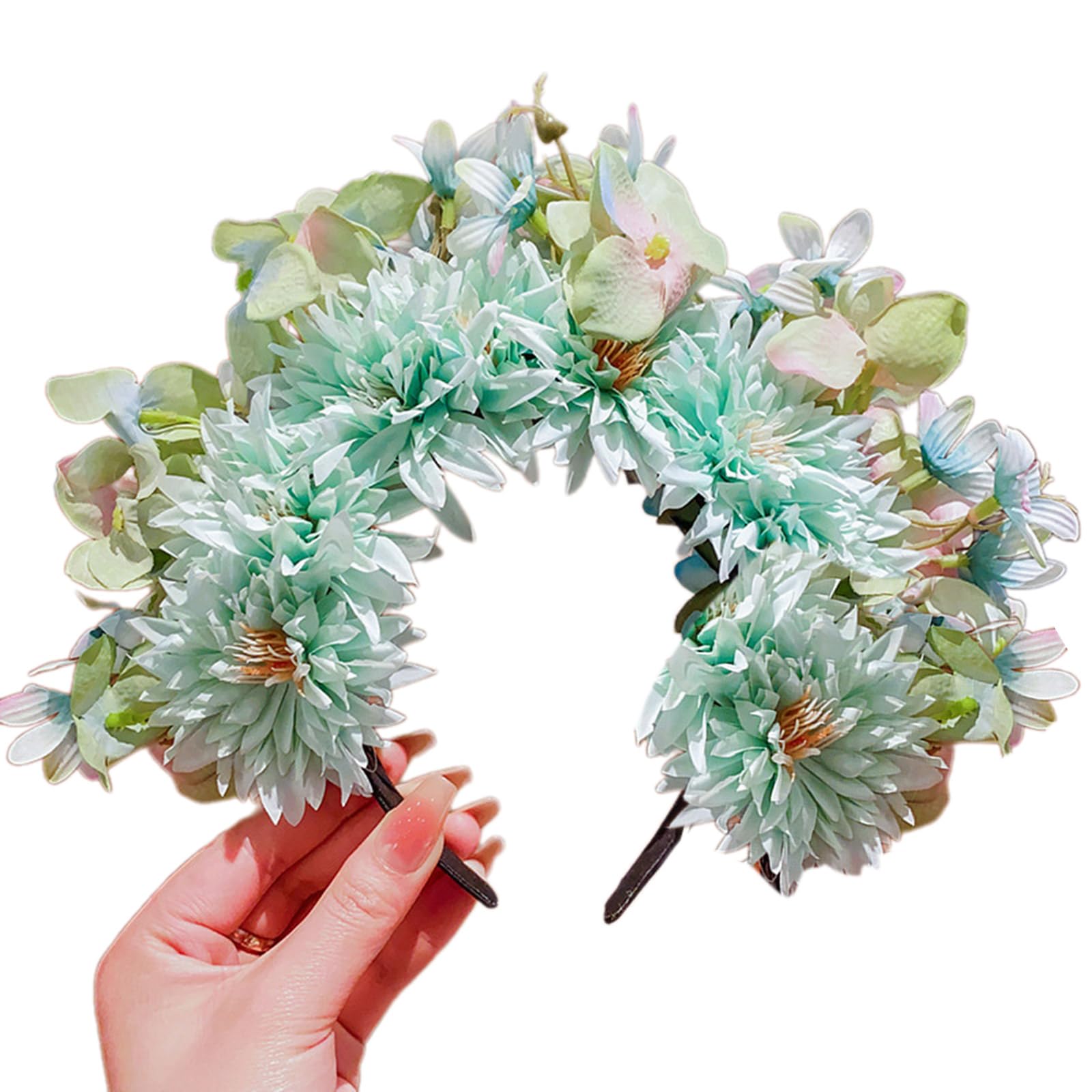 Buntes Blumen-Stirnband, doppelseitig, Blumen-Stirnband, Hochzeit, Party, Kostüm, Kopfschmuck für Braut, Haarschmuck