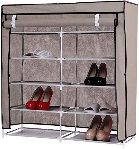 YIHANSS Schuhregal, 5-lagig, doppelseitig mit Staubschutzhülle, Regalschrank, Schuhaufbewahrung, Schrank, Aufbewahrungsbox für 20 Paar Schuhe, 90 x 90 x 30 cm