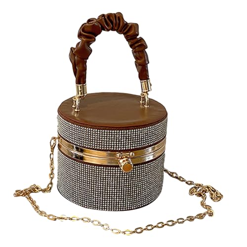 ohodhmnu Tragetasche für Damen, Abendtasche, Party, Kette, Hochzeit, für Frauen, Mädchen, Crossbody-Tasche, braun, With pendant