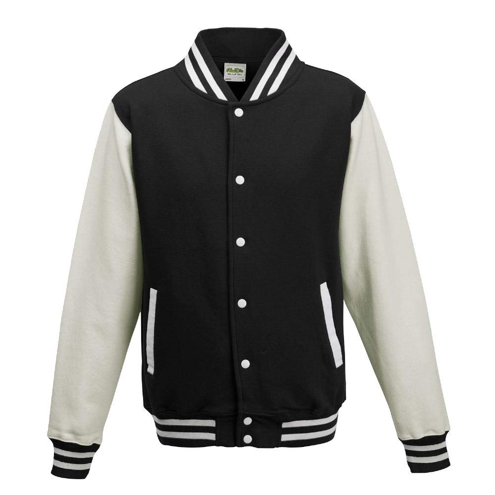 Just Hoods College Jacke 'Varsity Jacket, Tiefschwarz/Weiß, S