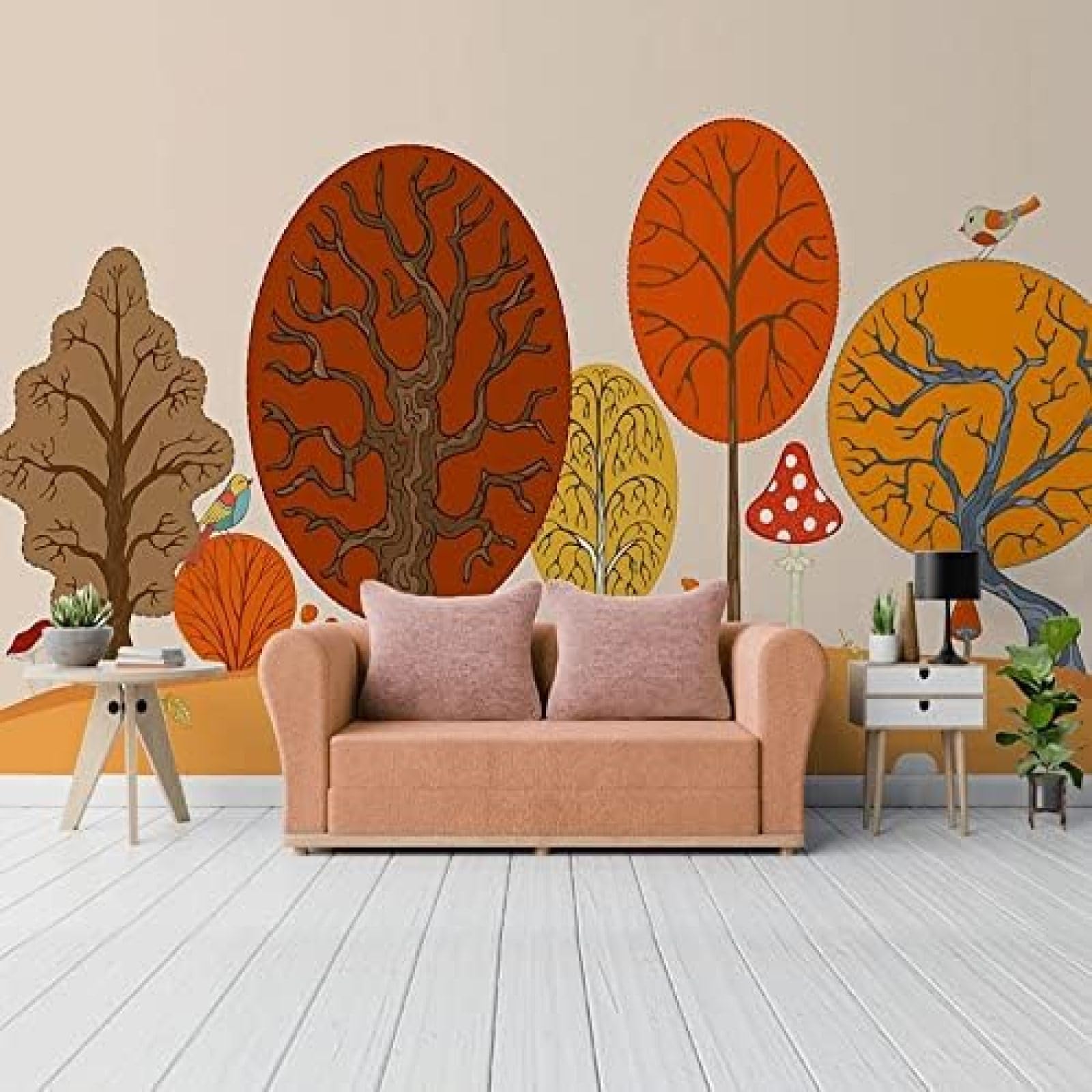 XLMING Cartoon Kinder Hand Malerei Wald Baum 3D Tapete Wohnzimmer Sofa Schlafzimmer Esszimmer Home Dekoration Wand-350cm×256cm