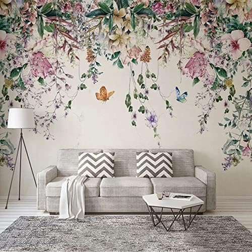 Aquarell Blumenranke Rustikales Esszimmer Gästezimmer Cafe 3D Tapeten Wanddekoration Fototapete Sofas Wohnzimmer Wandbild Schlafzimmer-350cm×256cm