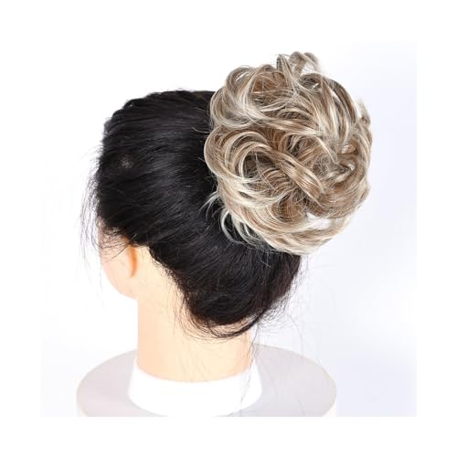 Haarteil Haargummi Lockiger, unordentlicher Haarknoten, Chignon, Donut, Haarpolster, elastisches Haar, synthetisches Haarteil for Frauen Haarverlängerung(6AT88)