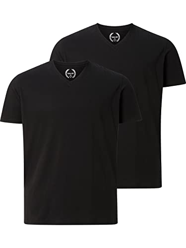 Charles Colby Herren Doppelpack T-Shirt Earl Mills schwarz L - 52/54