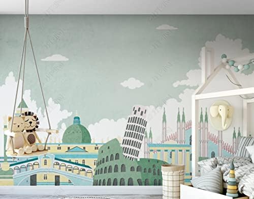 XLMING Einfache Sternenstadt Cartoon Küche Esszimmer Arbeitszimmer Wohnzimmer TV Hintergrund Wand 3D Tapete-350cm×256cm