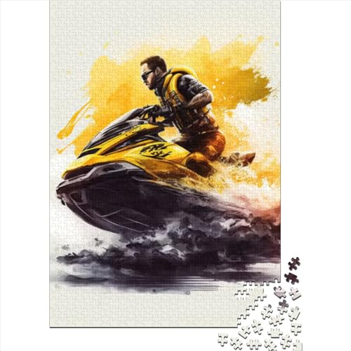 Puzzle für Erwachsene und Jugendliche, Jetski, 1000 Teile, Puzzle für Jugendliche, Holzbrett-Puzzle, Weihnachts-Puzzle-Geschenke, Größe: 75 x 50 cm