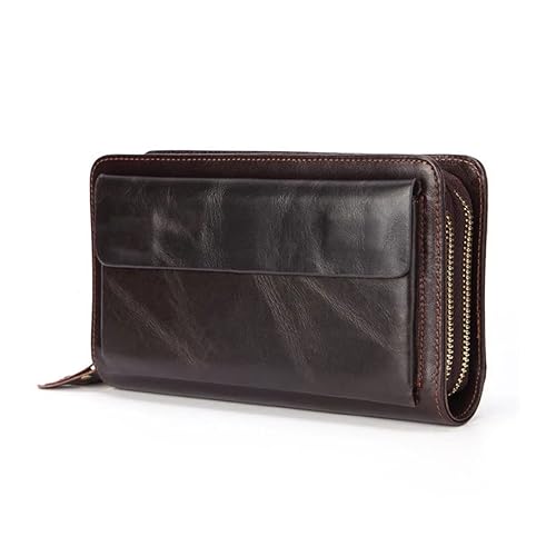 NEWNAN Business Clutch Herren Lange Leder-Handytasche Geldbörse Herren Große tragbare Geldbörse Geldtasche (Farbe: A, Größe: Einheitsgröße)