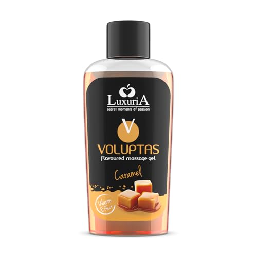 INTIMELINE | Voluptas Caramel – Essbares Massagegel, stimulierendes Gel mit wärmender Wirkung für den ganzen Körper, feuchtigkeitsspendende und weichmachende Wirkung, Karamellgeschmack, 100 ml