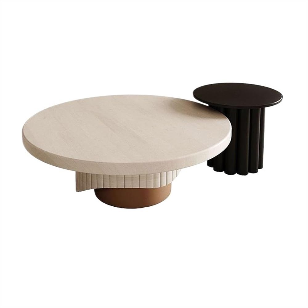 FUHAI-666 Beistelltisch Kreativer runder Couchtisch aus Massivholz, moderner minimalistischer Teetisch, leichtes Luxusdesign for das Wohnzimmer Kaffeetisch Kleiner Sofatisch(Schwarz)