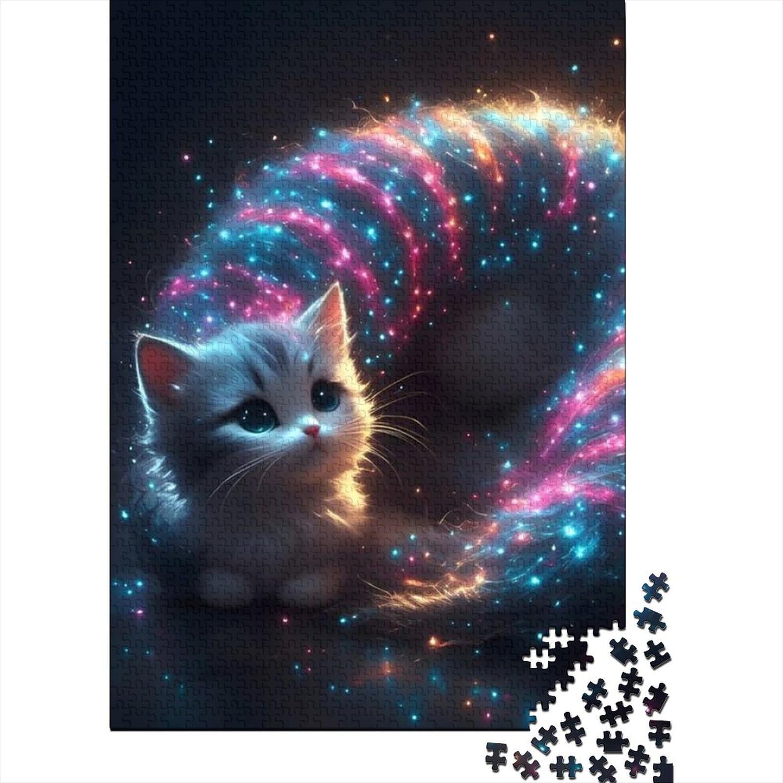 1000 Teile für Erwachsene, schwierige Puzzles, bunte Katzen, für Erwachsene, schwierige Puzzles, Lernpuzzle (Größe 75 x 50 cm)