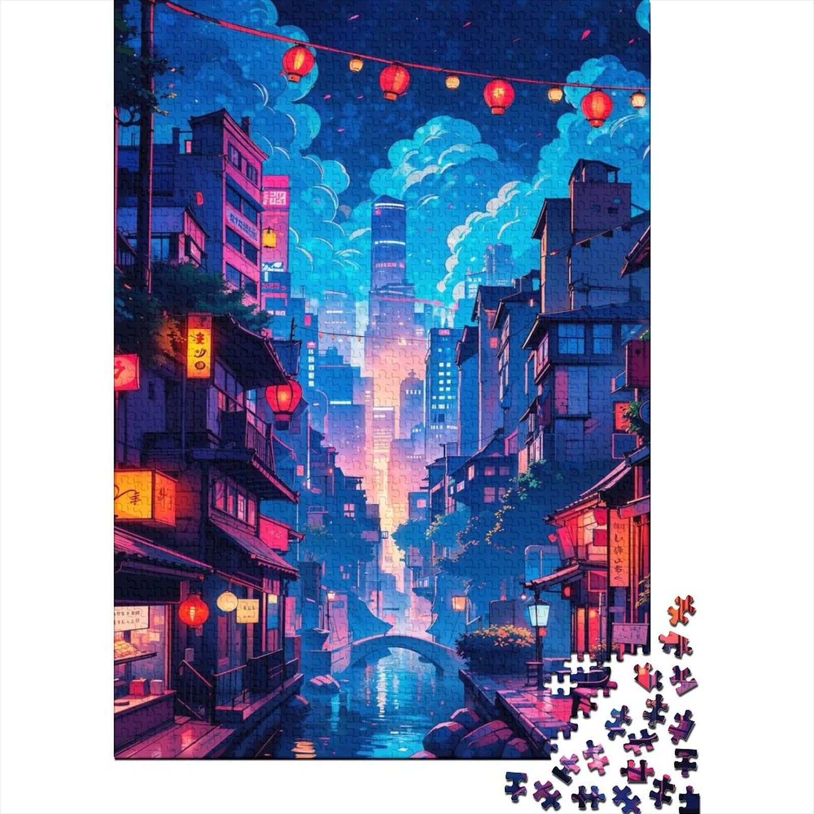 Alte kombinierte Straßen, schwierige und anspruchsvolle Puzzles, 1000-teiliges Holzpuzzle für Erwachsene und Teenager, ganze Familie und die 29,53x19,69 Zoll