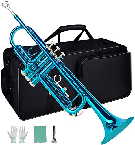 Messing Standard BB Trompeteninstrument Für Studentenanfänger (Color : Sea Blue)