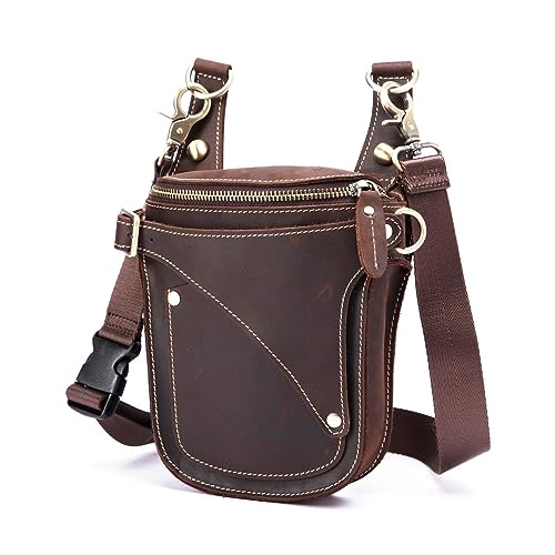 Motorrad Beintasche Leder Motorrad Reiten Drop Bag Design Reise Fanny Gürtel Hüfttasche Fall Motorrad Tasche Bein(Dark brown)