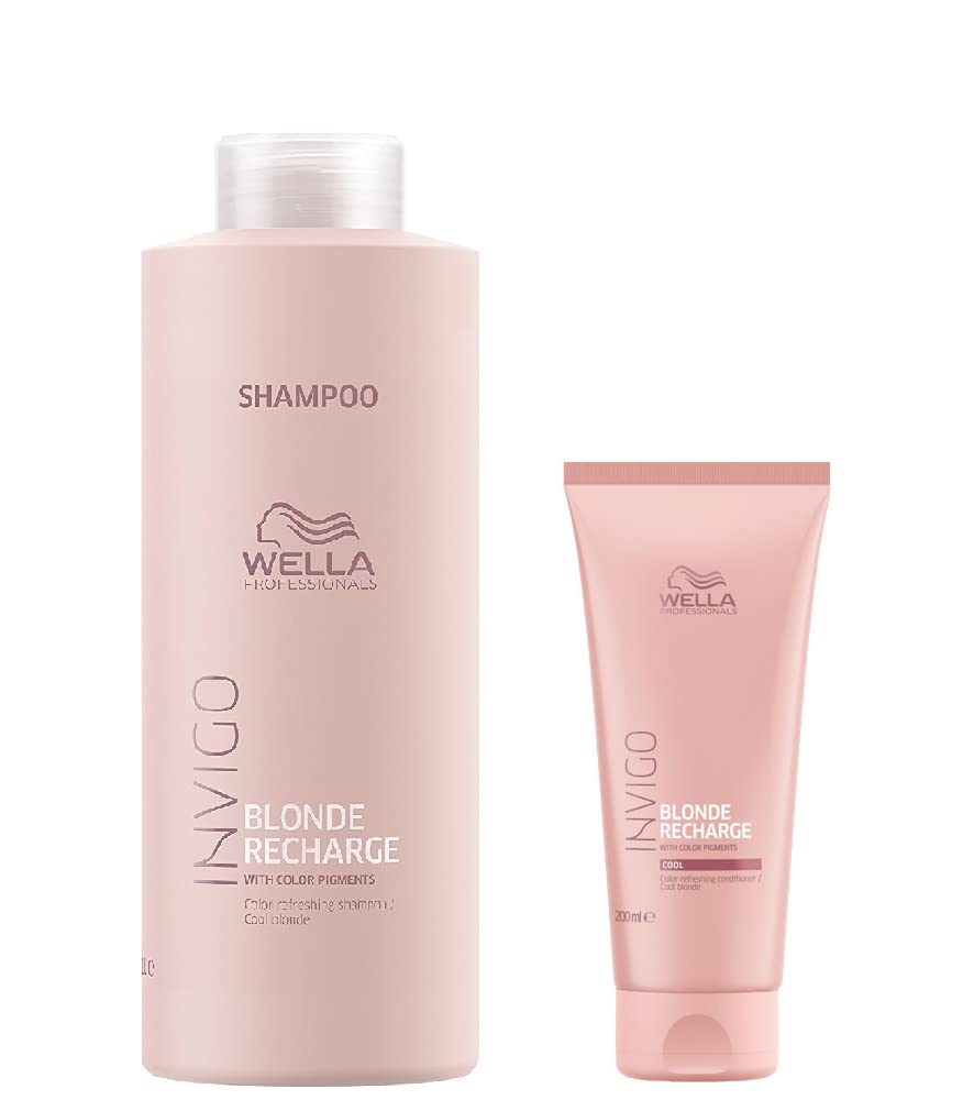 Wella INVIGO Recharge Cool Blonde Color Refreshing Shampoo 1000ml and Conditioner 200ml