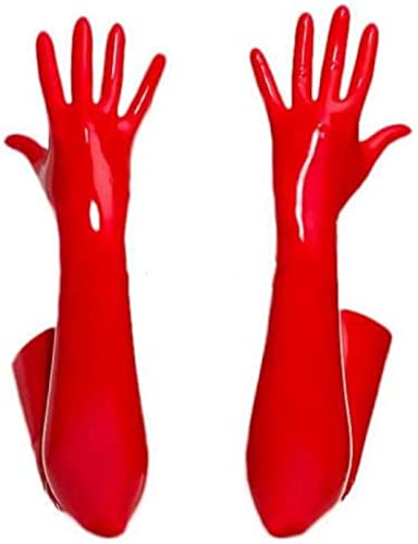 Lange Latexhandschuhe, Rote Geformte Handschuhe, Lange Opera-Handschuhe, Größe (Handgelenk 16–17 Cm),Rot,Klein