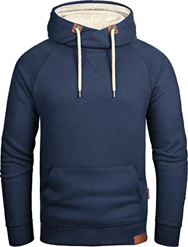 Grin&Bear Herren Kapuzenpullover mit Cross Over Kapuze Navy, S, GEC477